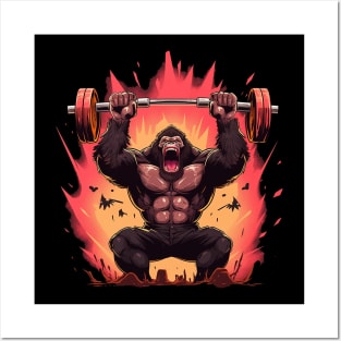 gorilla lifting weight Posters and Art